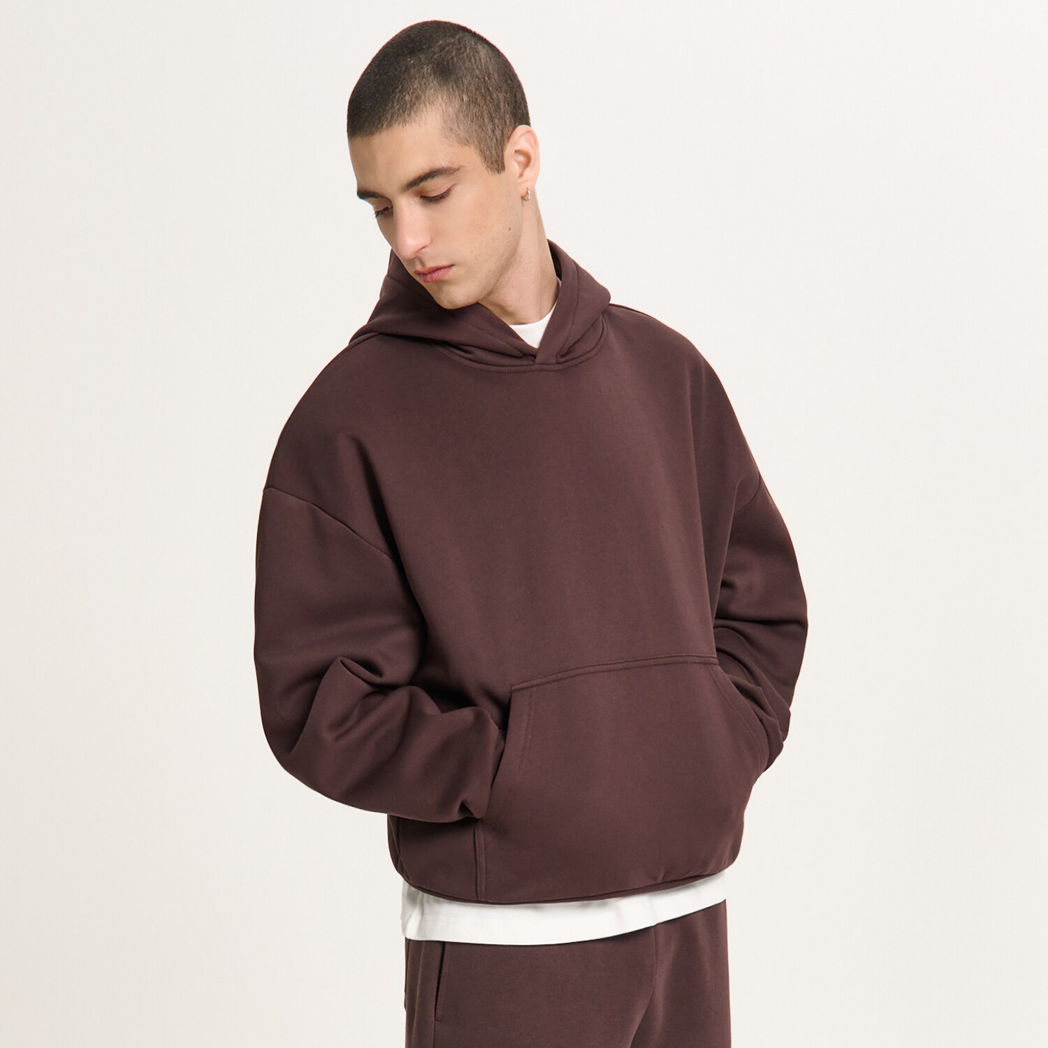 Cropp - Mikina s kapucí - tmavě hnědá