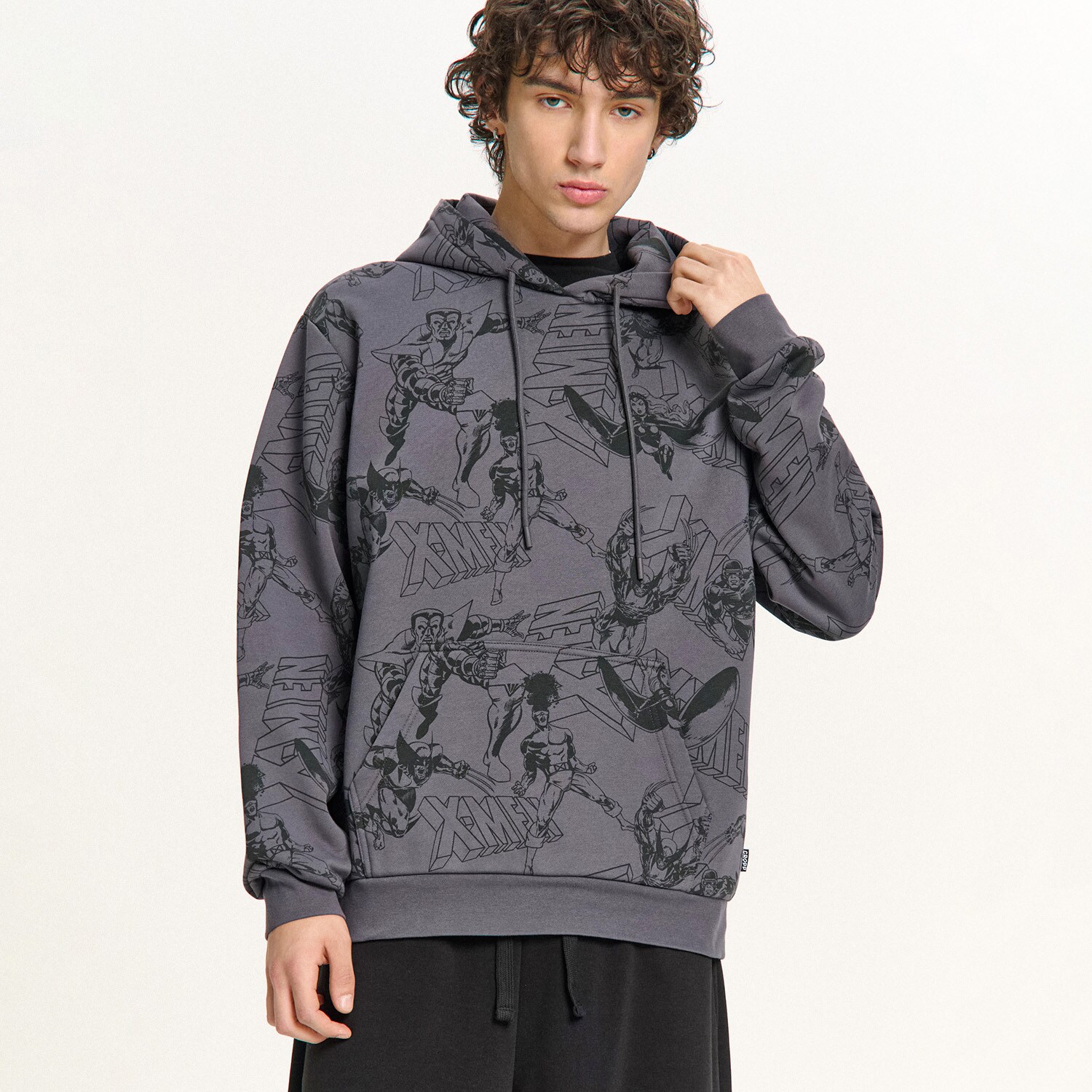 Cropp - Mikina s kapucí a potiskem Marvel - tmavě šedá