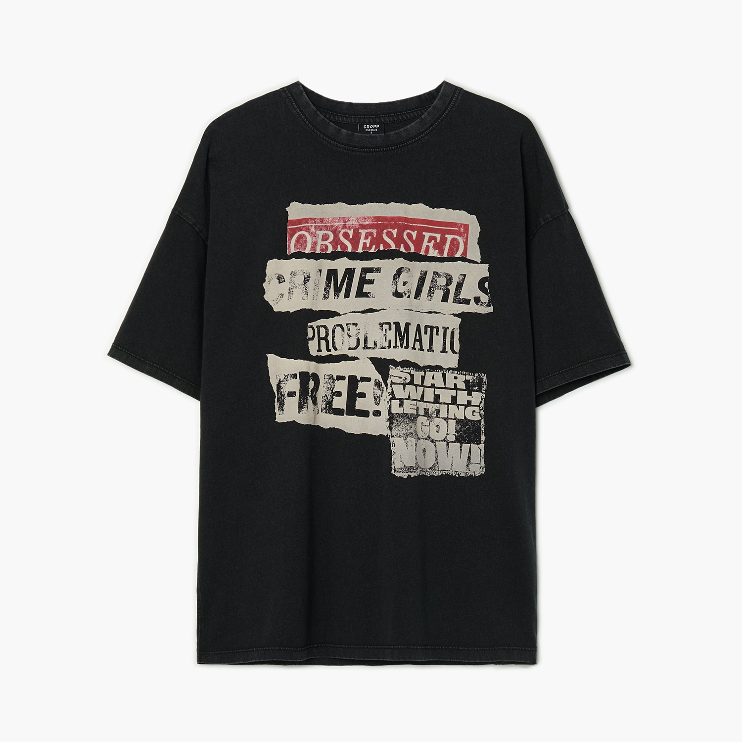 Cropp - Tričko oversize s potiskem - černý