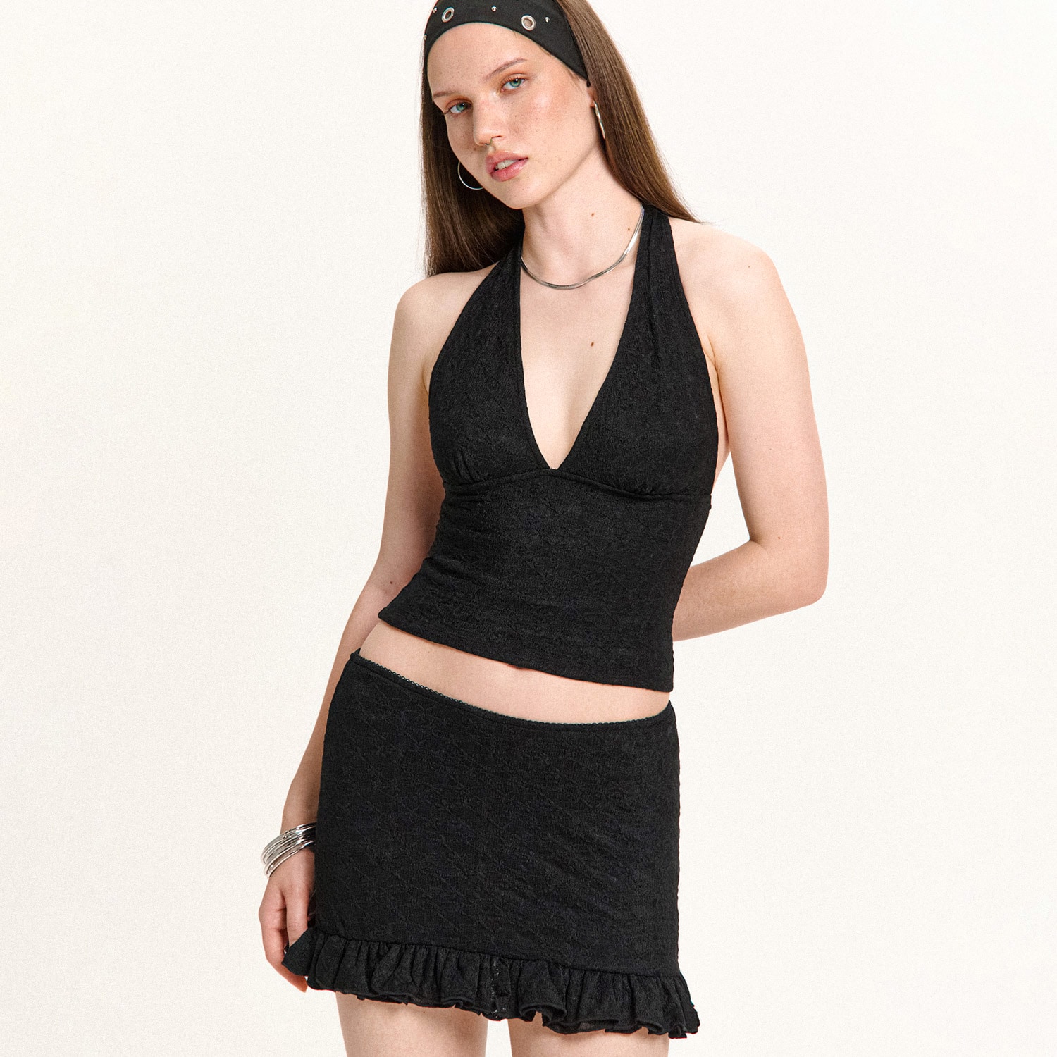 Cropp - Krajkový top - černý