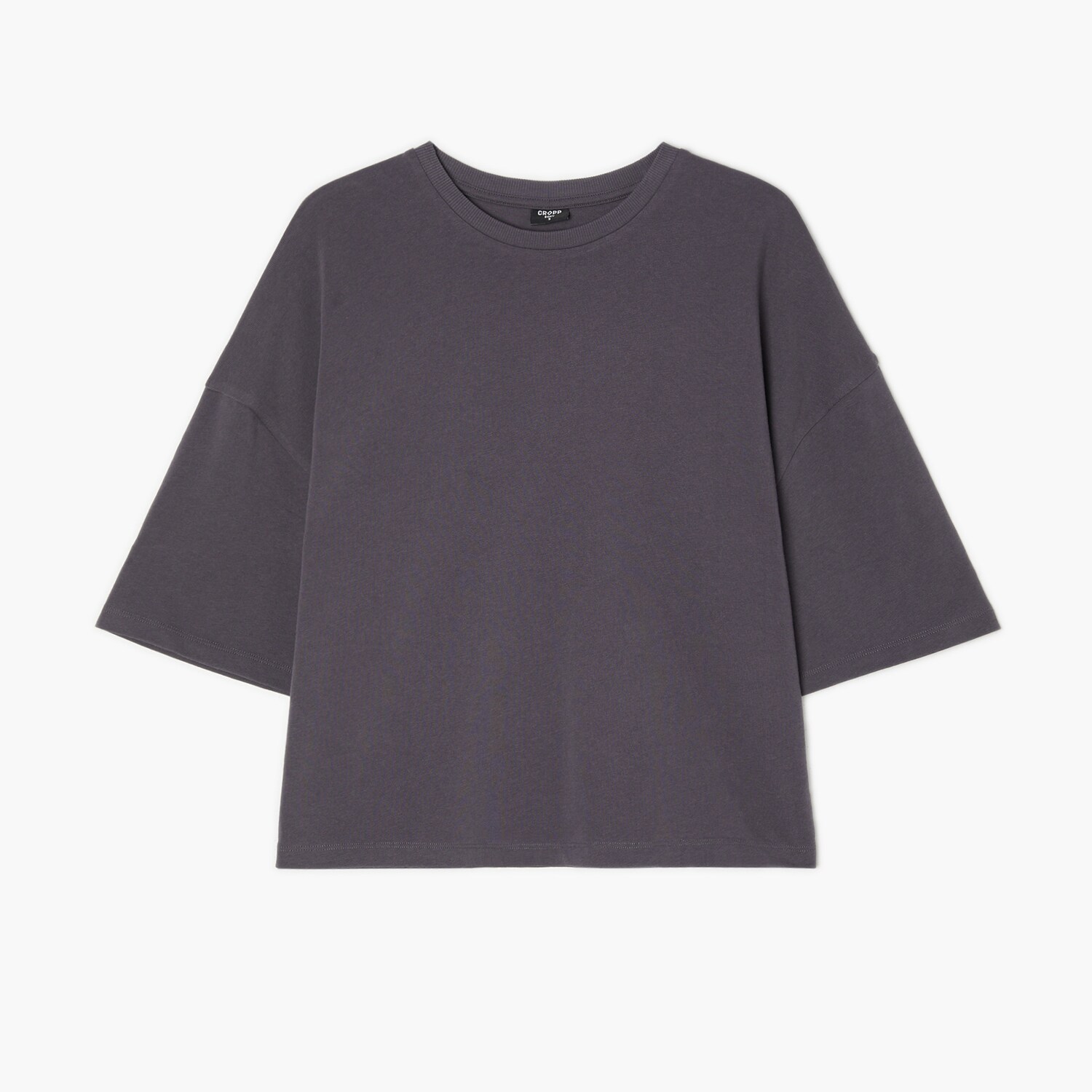 Cropp - Jednobarevné tričko - tmavě šedá