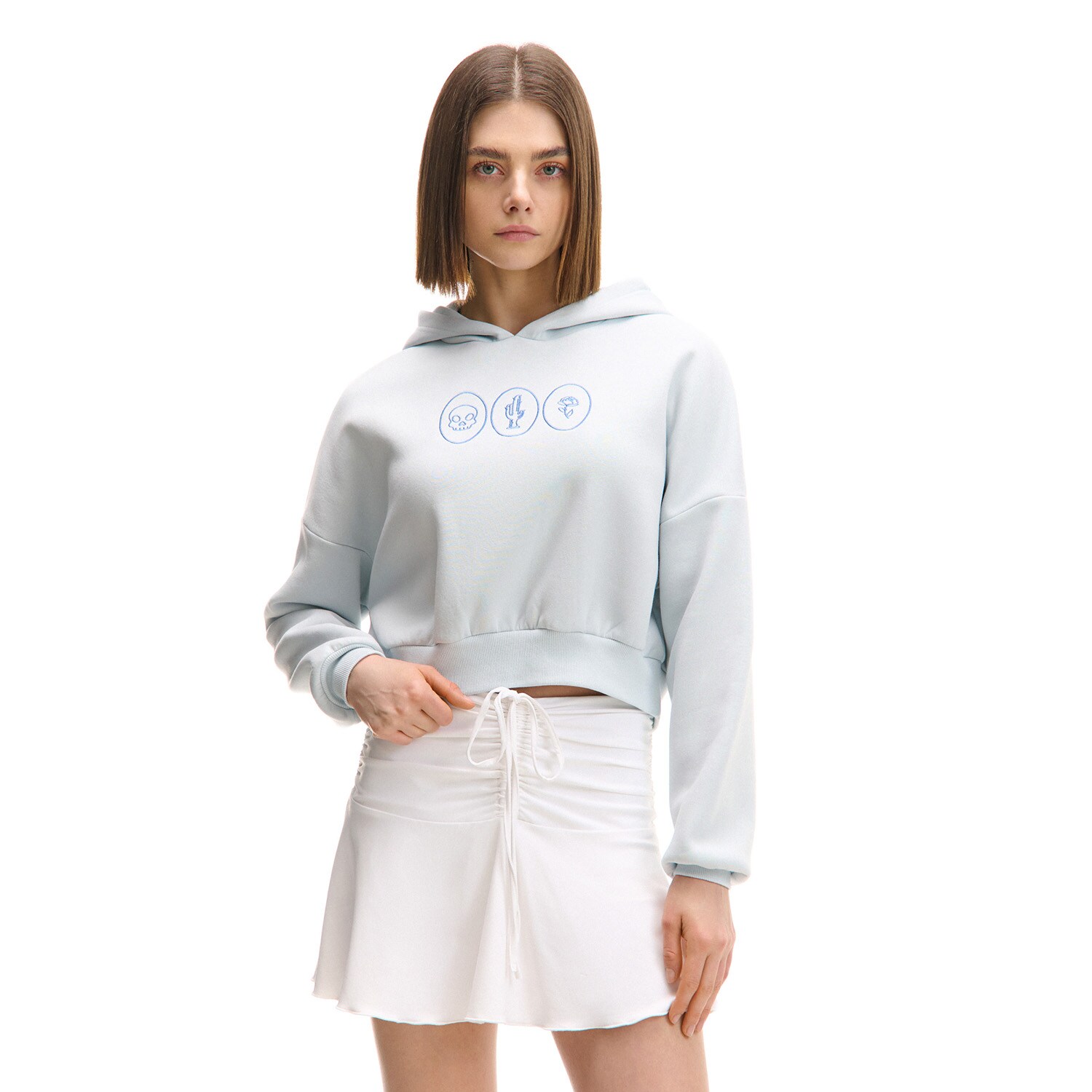 Cropp - Mikina s oversize kapucí - bleděmodrá