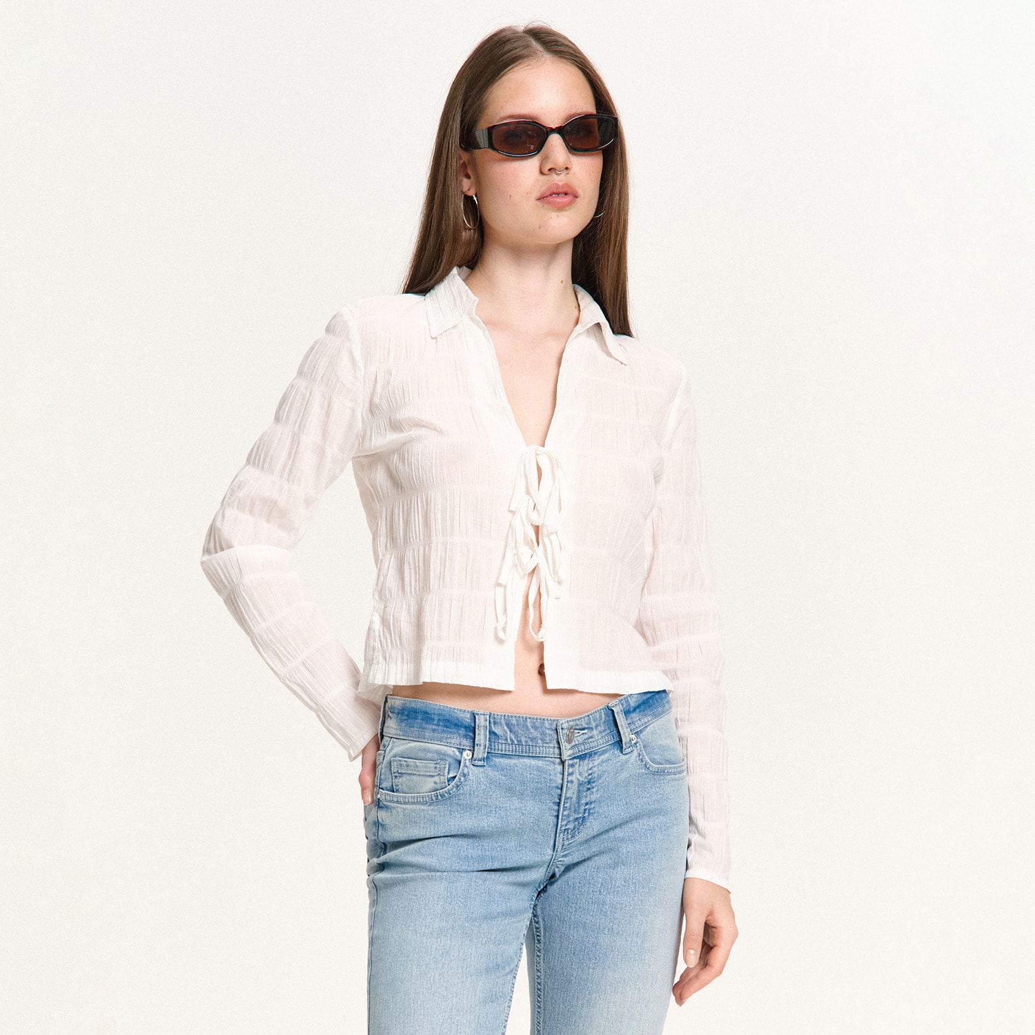 Cropp - Bílá košile s nabíráním - bílá