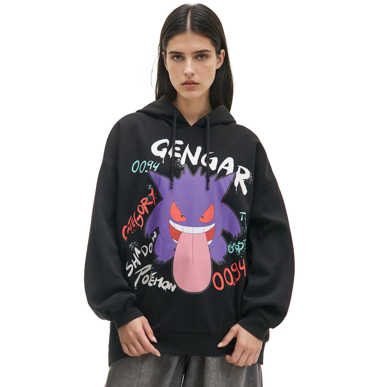 Cropp - Crna majica s kapuljačom i printom Pokémon Gengar - crno