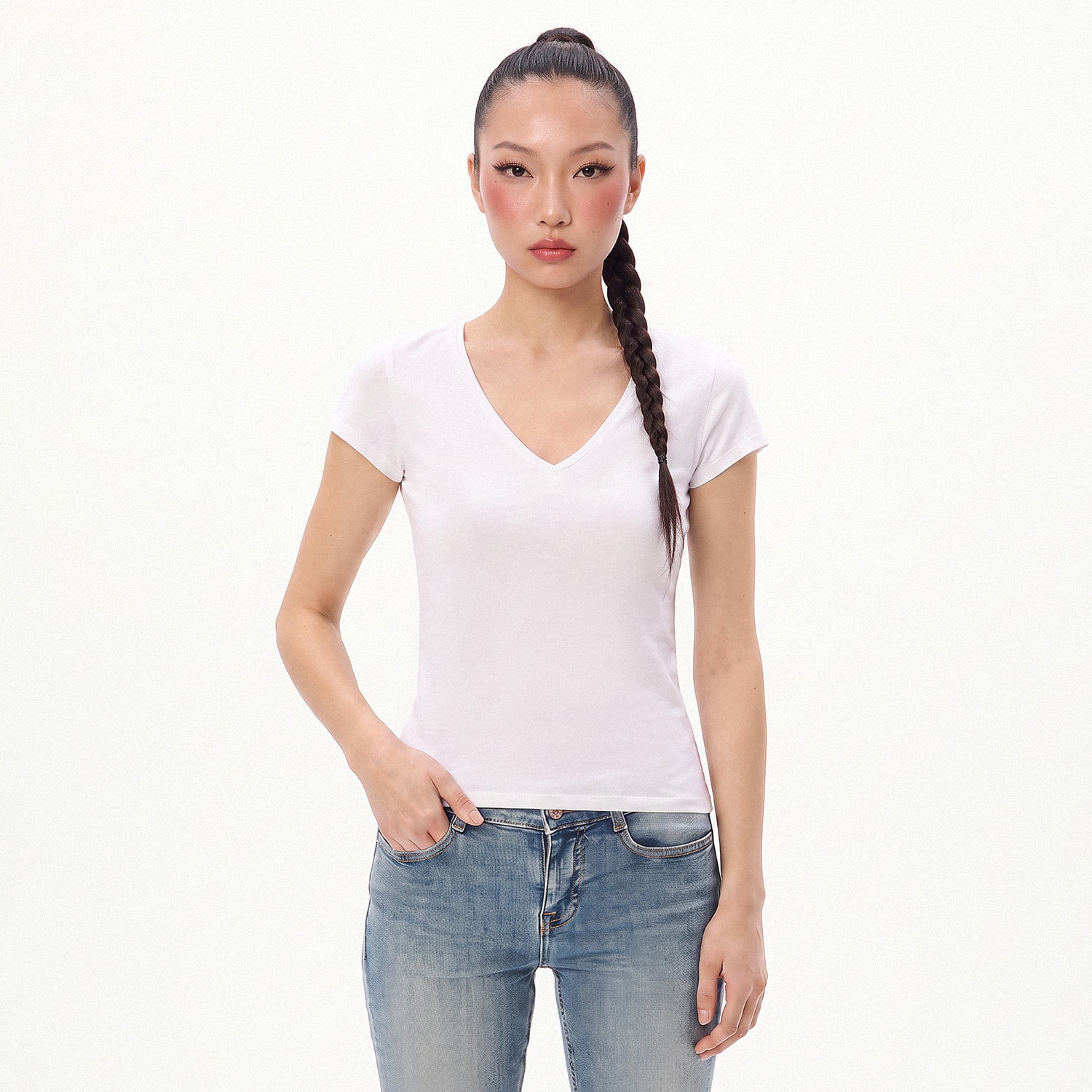 Cropp - Bluza s V-izrezom - bijela