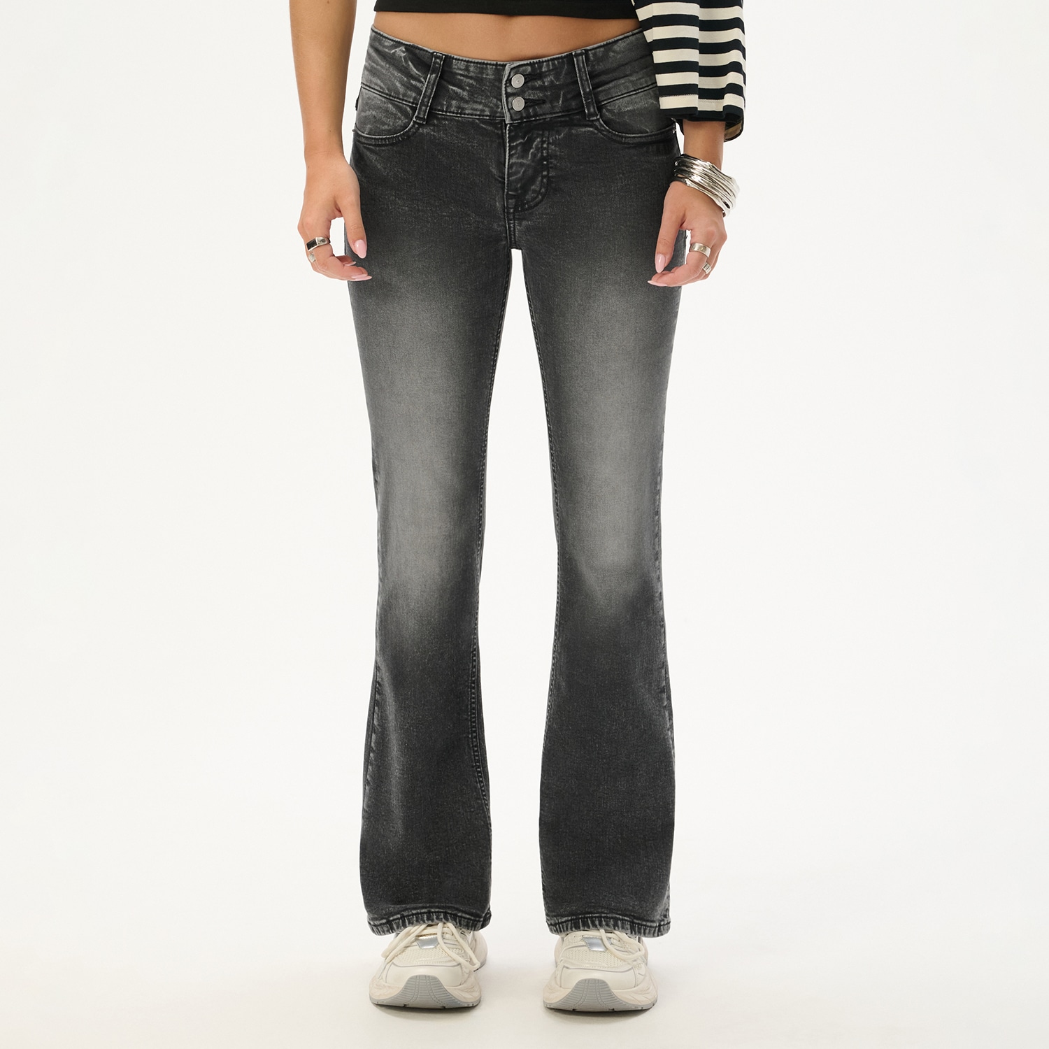 Cropp - Traperice bootcut - tamnosivo