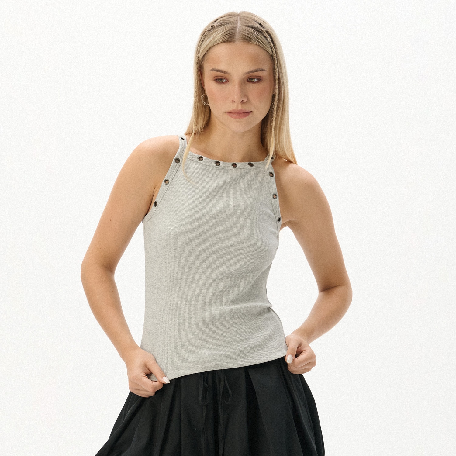 Cropp - Top s aplikacijom - svijetlo siva