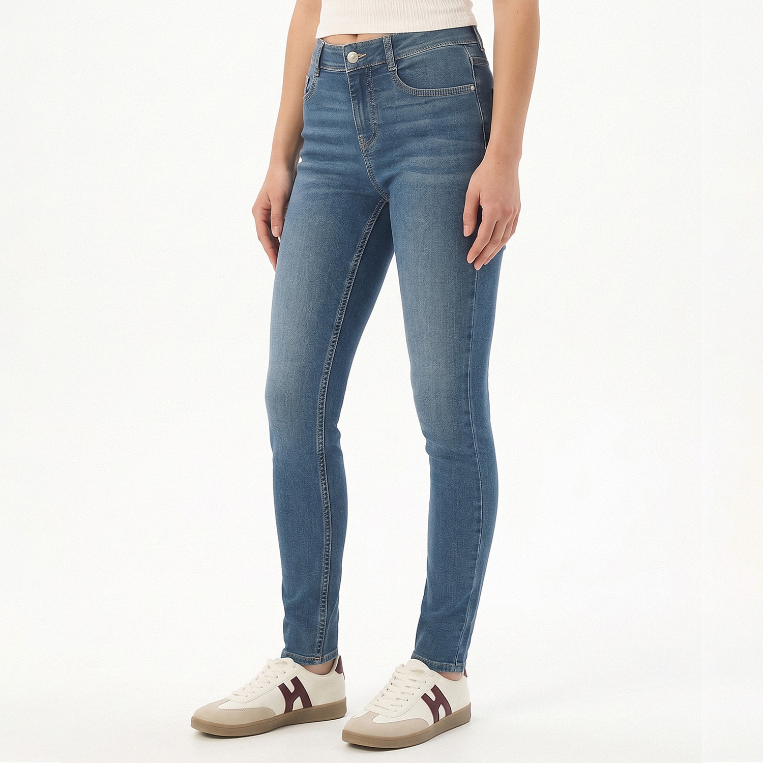 Cropp - Skinny traperice ispranog izgleda - plavo