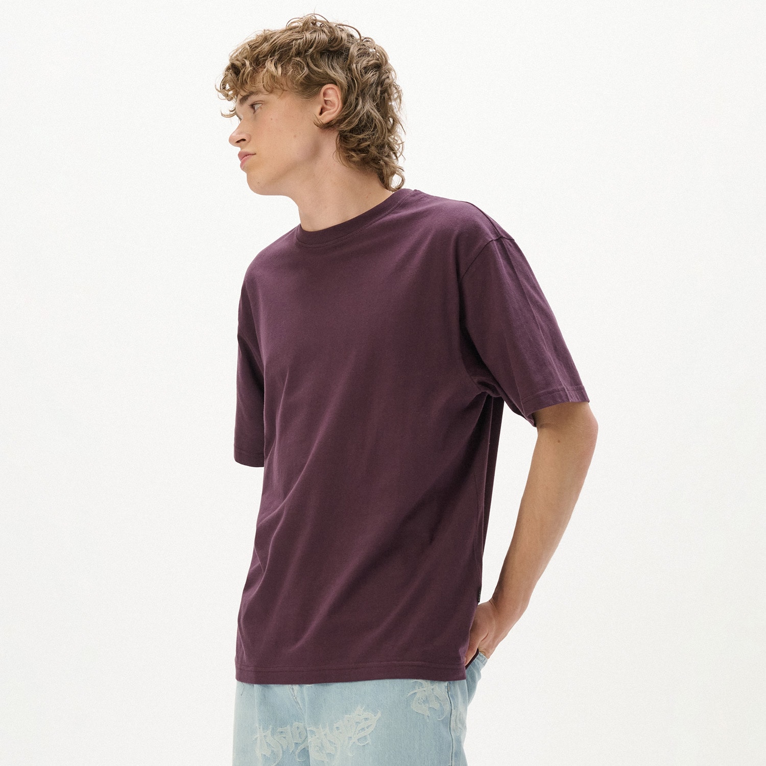 Cropp - Majica basic - tamnoljubičasto
