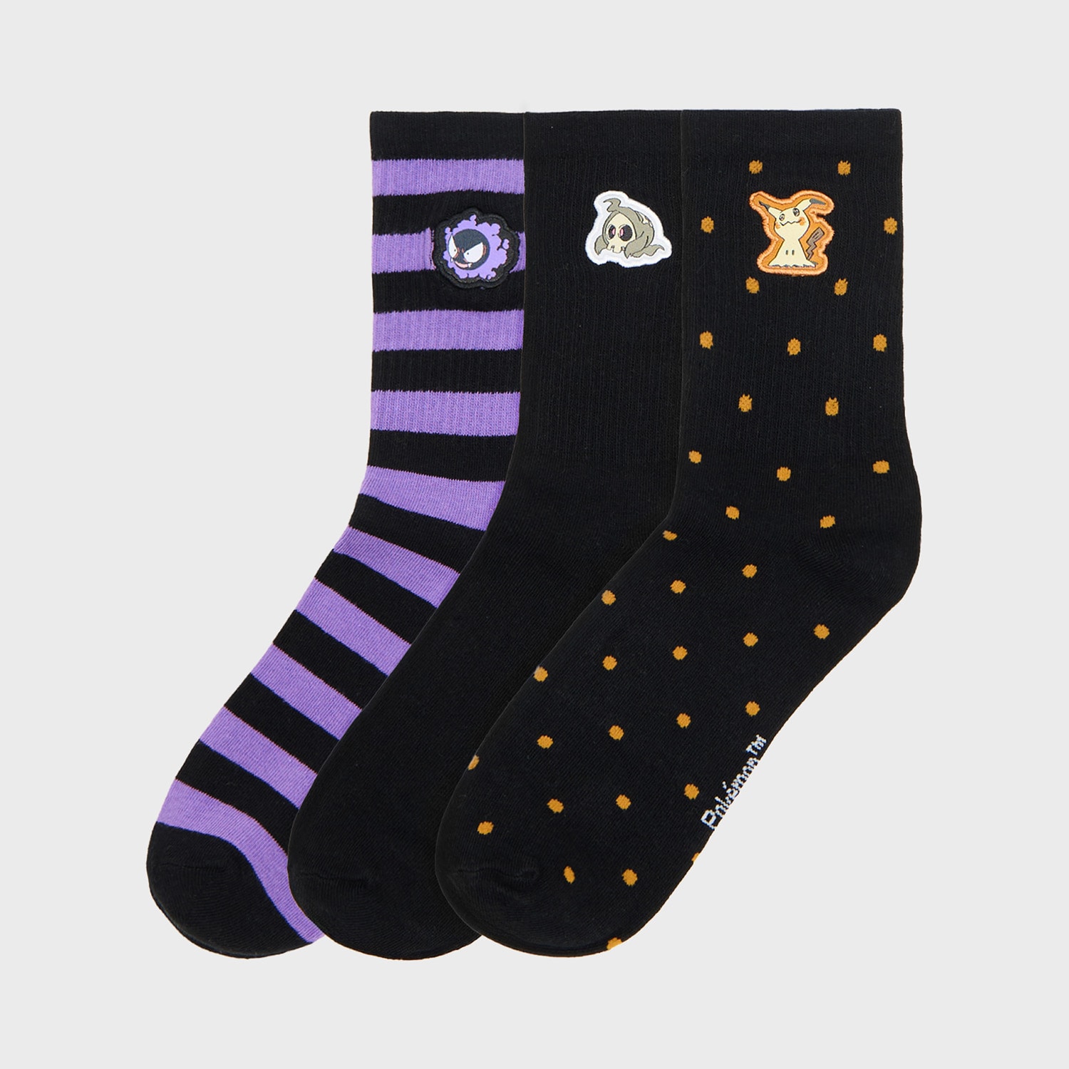 Cropp - 3-paket čarapa Pokémon Gastly, Duskull, Mimikyu - crno