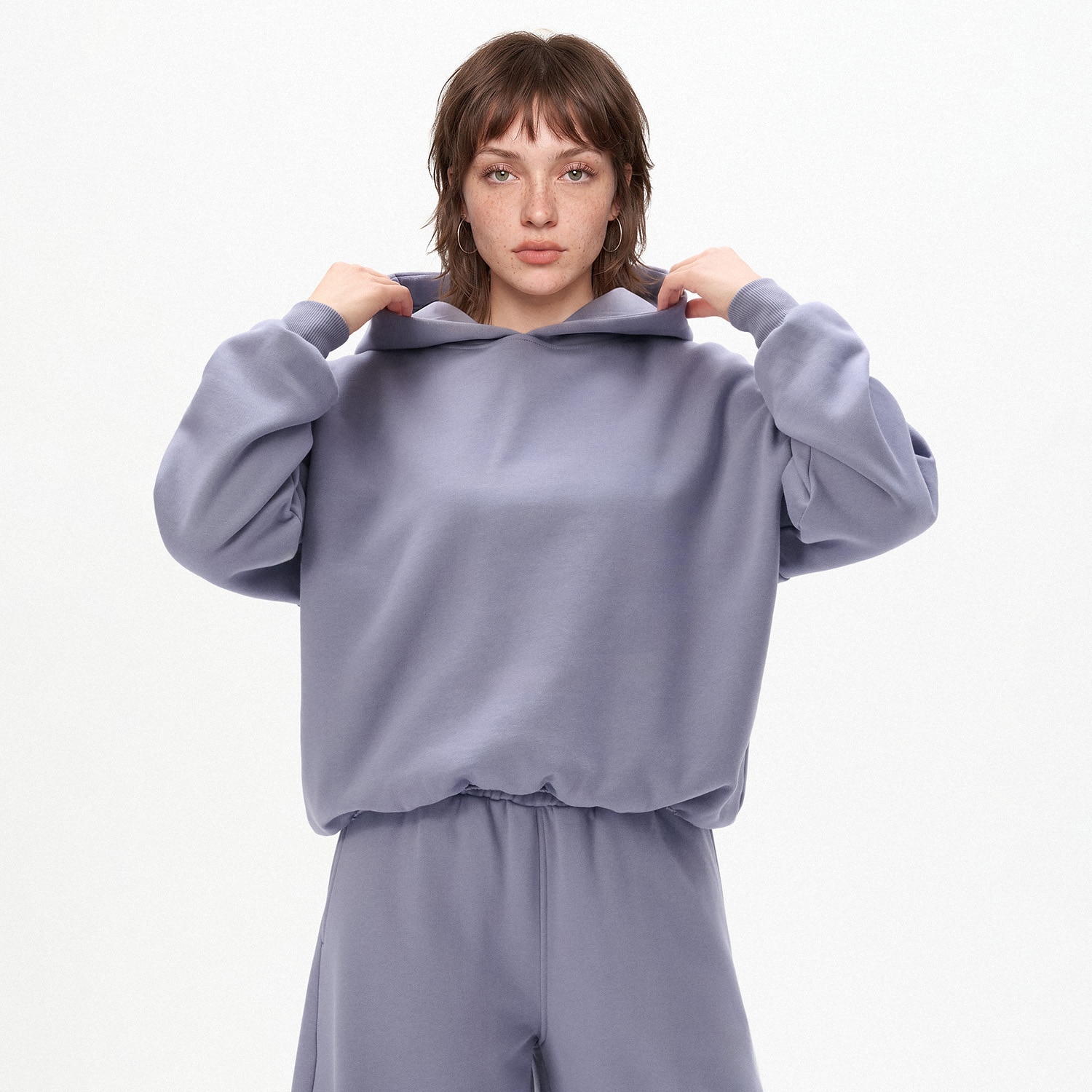Cropp - Basic majica s kapuljačom - boja lavande