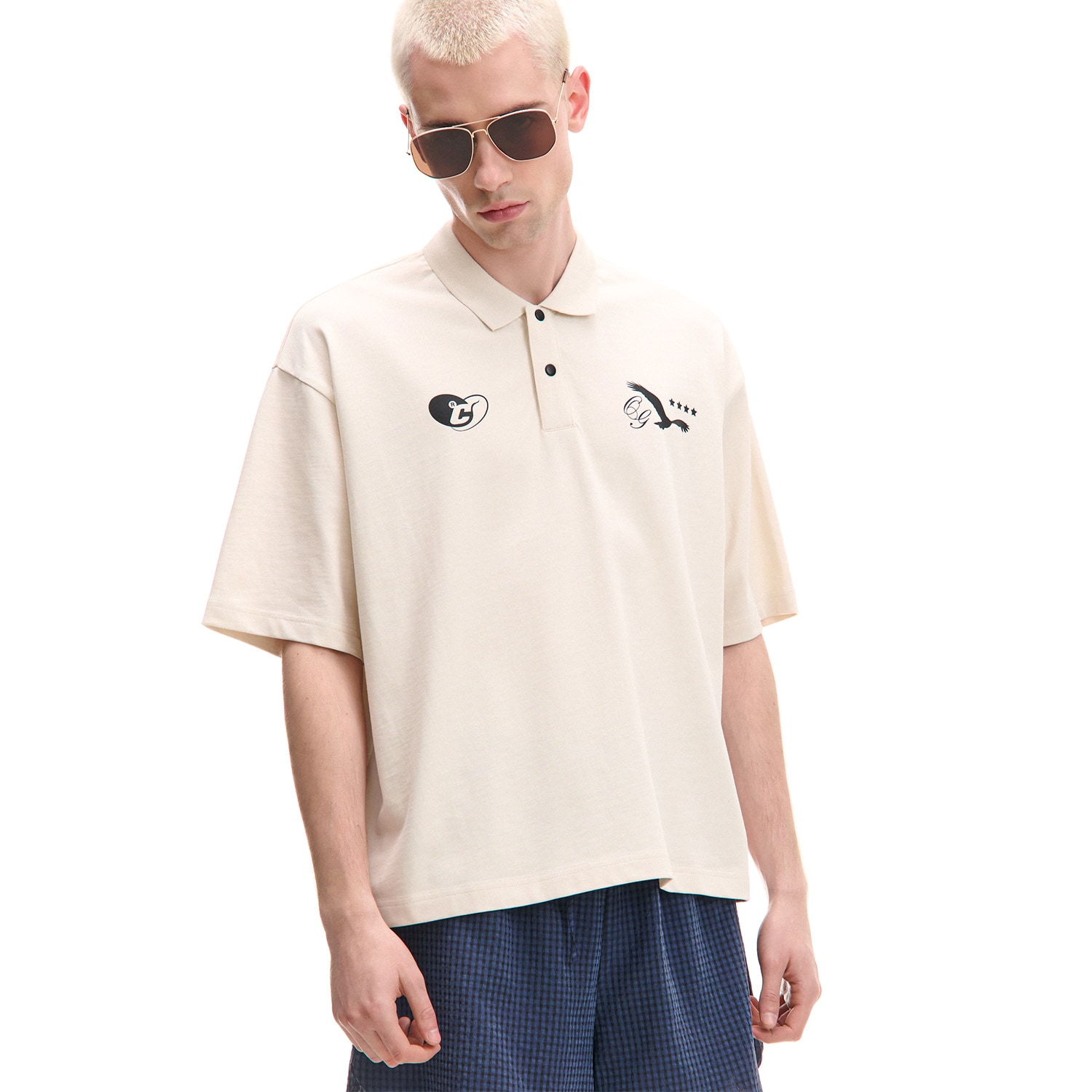 Cropp - Polo-majica s printom - krem