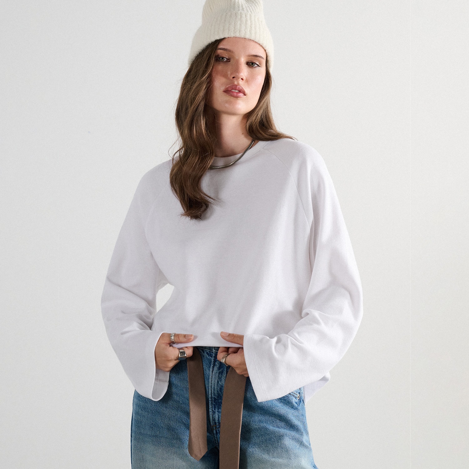 Cropp - Bluza raglan rukava - bijela