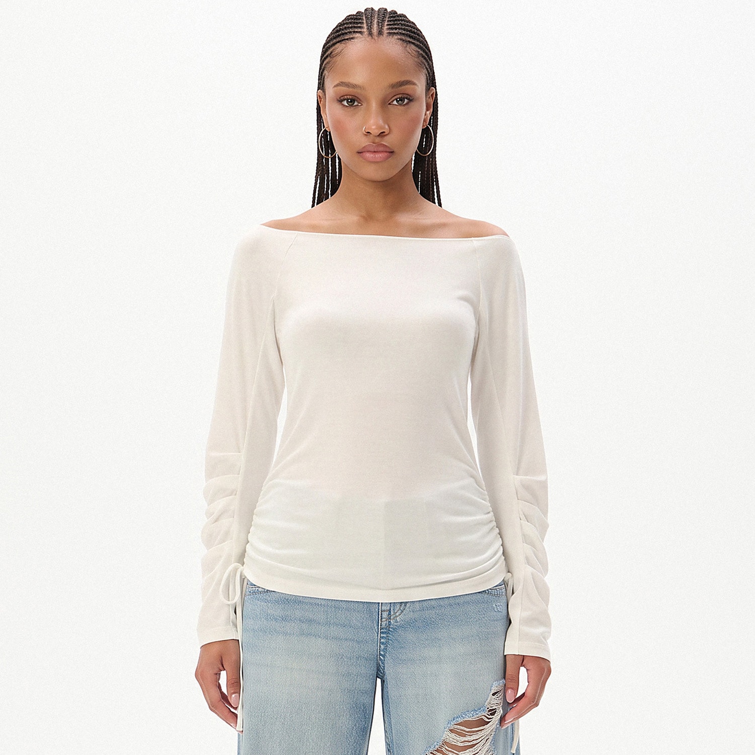 Cropp - Bluza s naborima - bijela