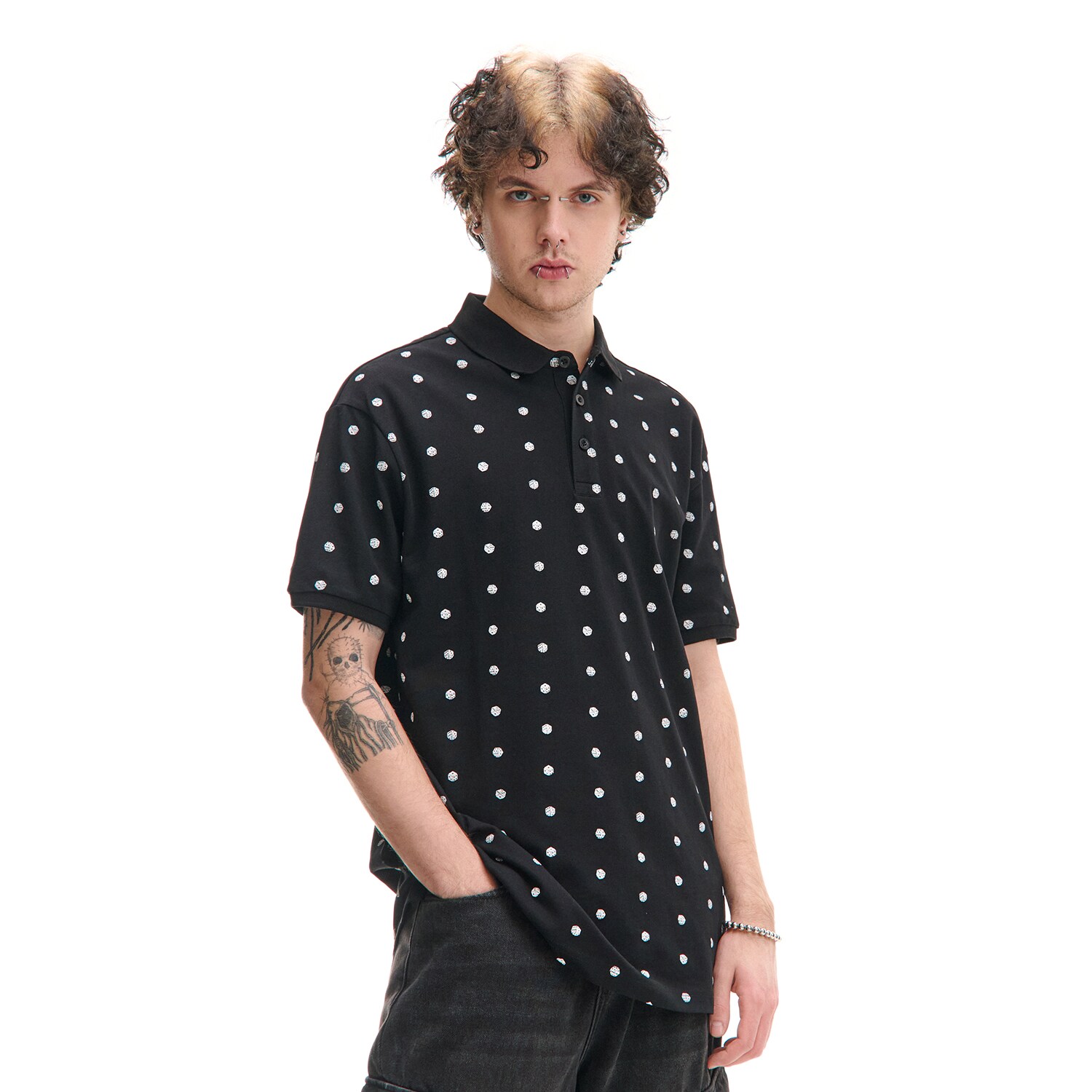 Cropp - Polo-majica s printom - crno