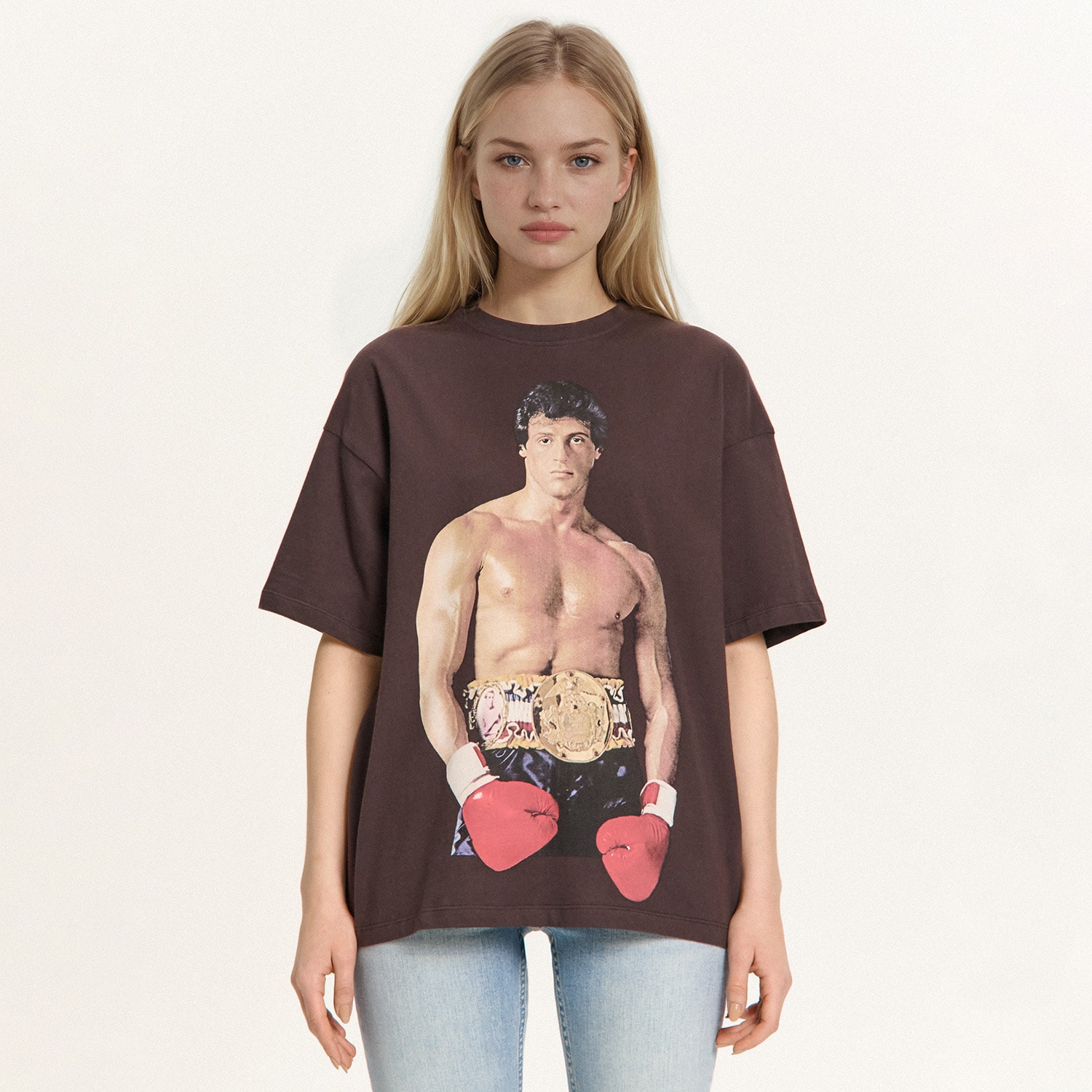 Cropp - Majica s printom Rocky Balboa - tamnosivo