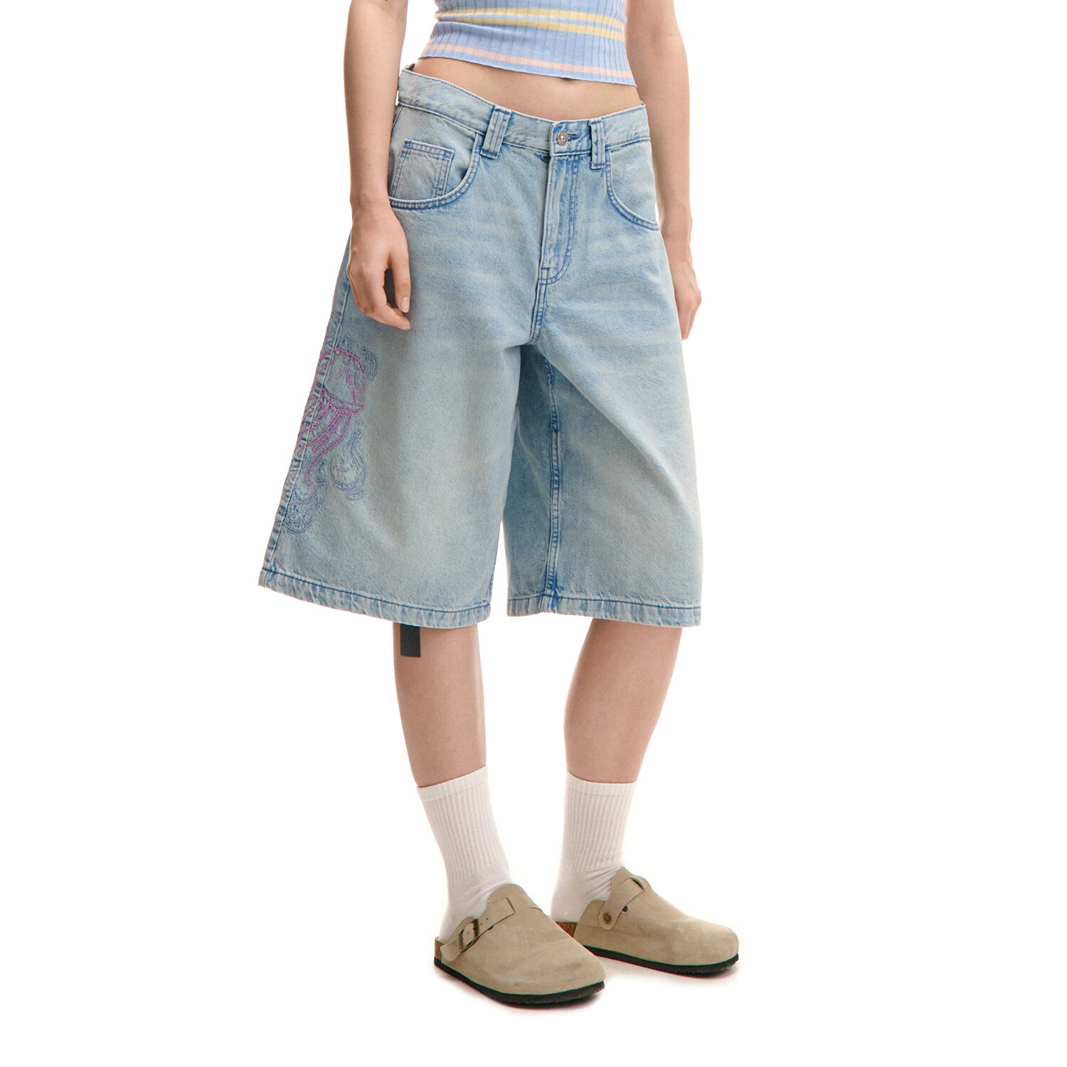 Cropp - Kratke hlače od trapera baggy - plava