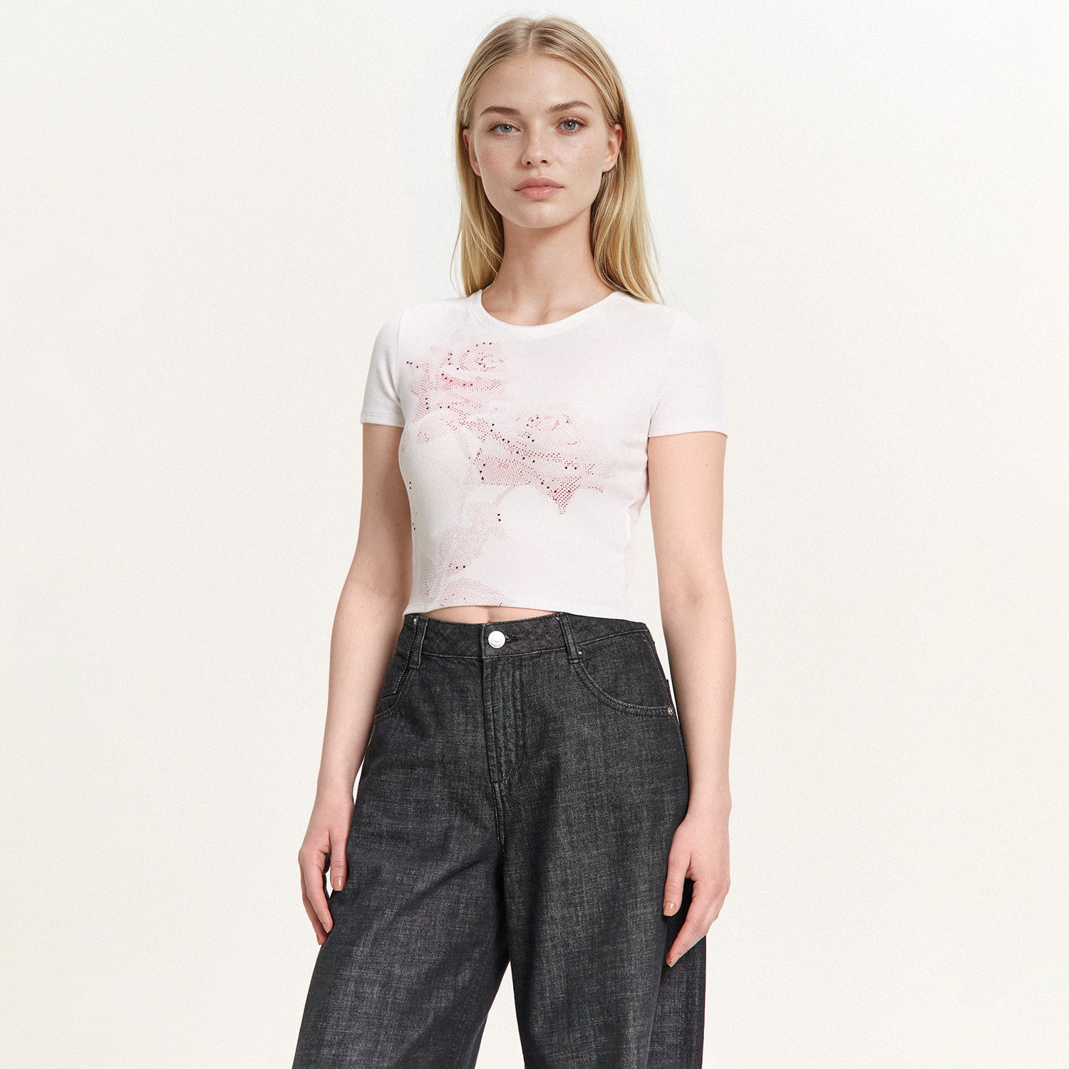 Cropp - Tricou cu secțiune plisată - bijela