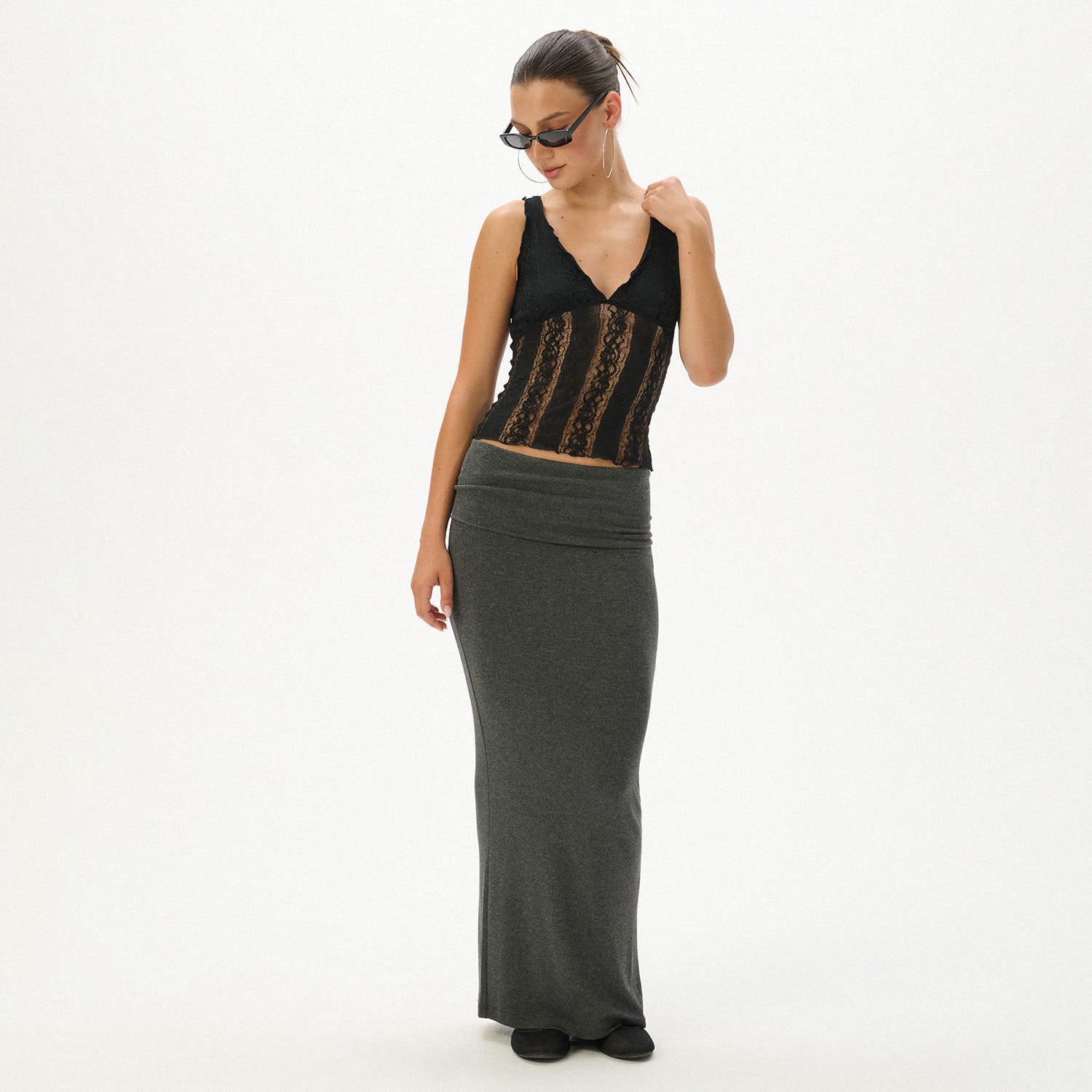 Cropp - Maxi suknja - tamnosivo