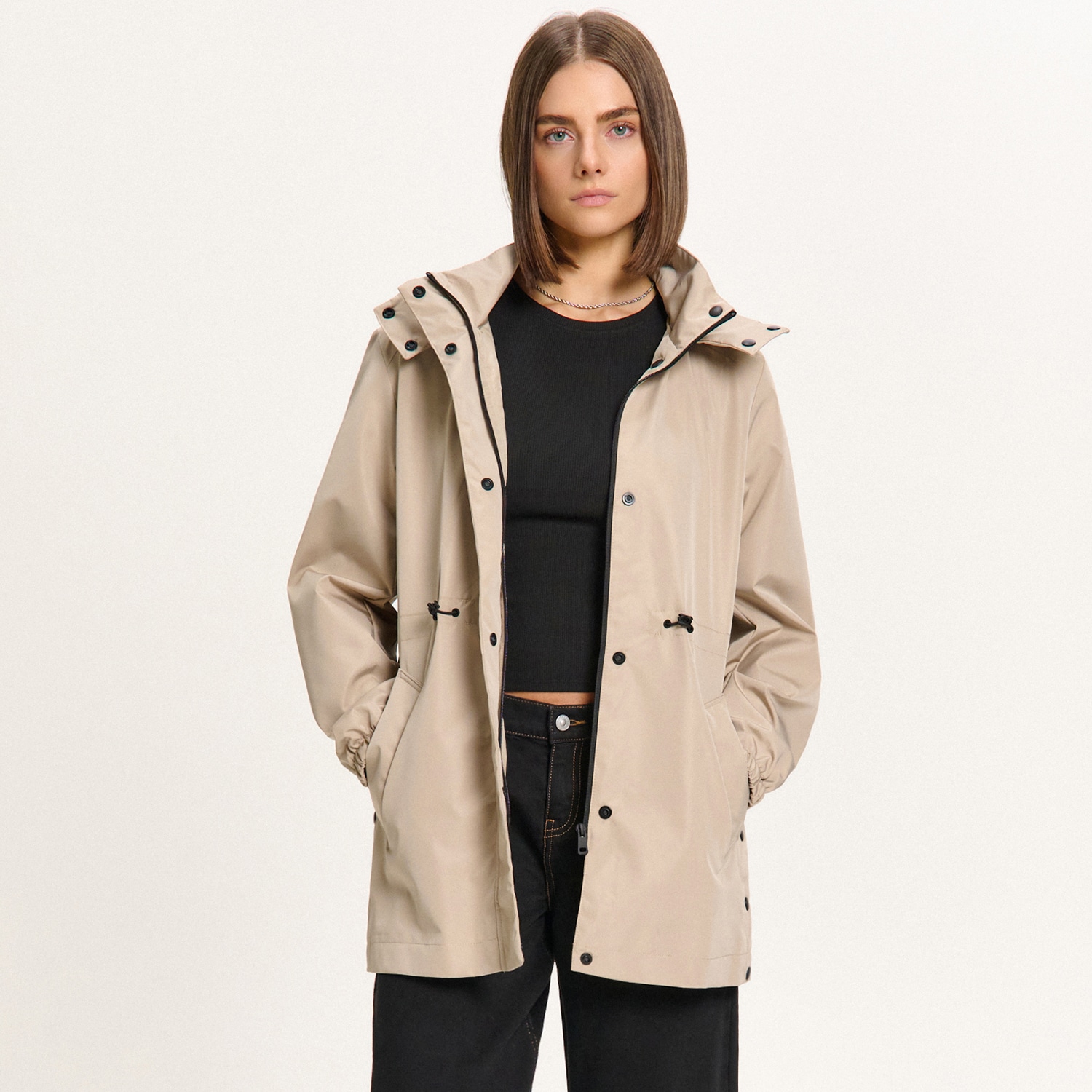 Cropp - Parka s kapuljačom - svjetlomaslinasto
