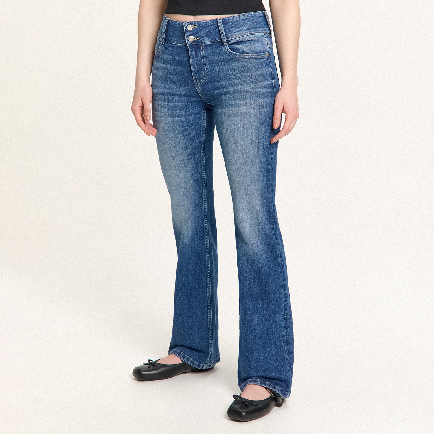 Cropp - Traperice bootcut - plavo