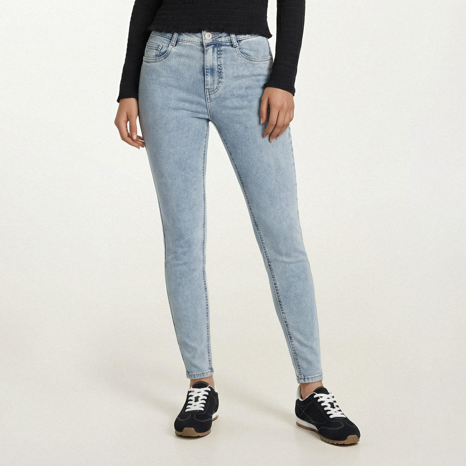 Cropp - Skinny traperice ispranog izgleda - svjetloplavo