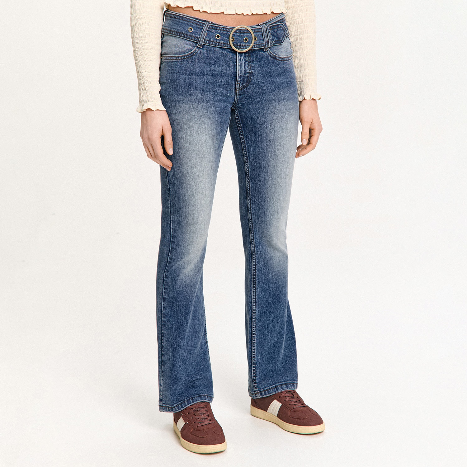 Cropp - Traperice bootcut - plavo