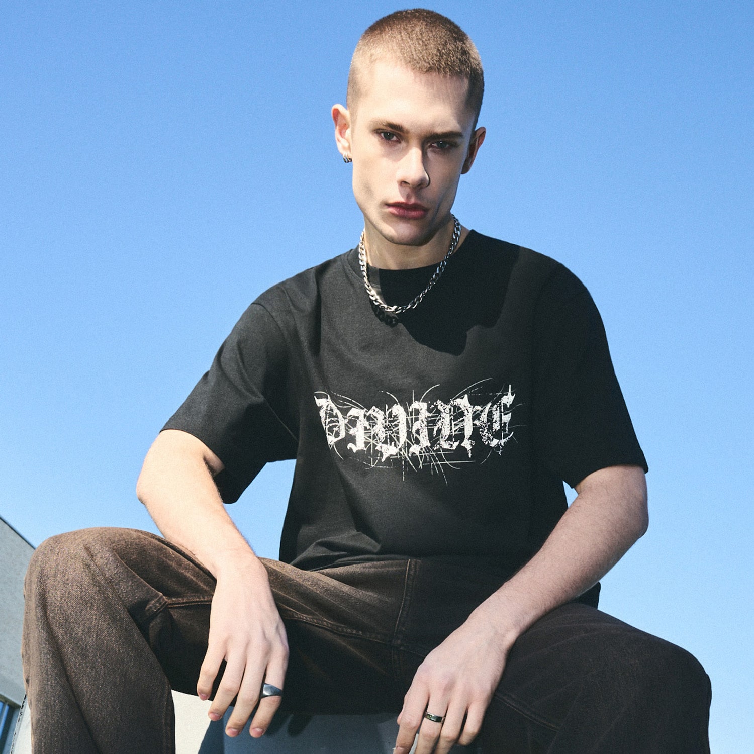 Cropp - Majica s natpisom - crno