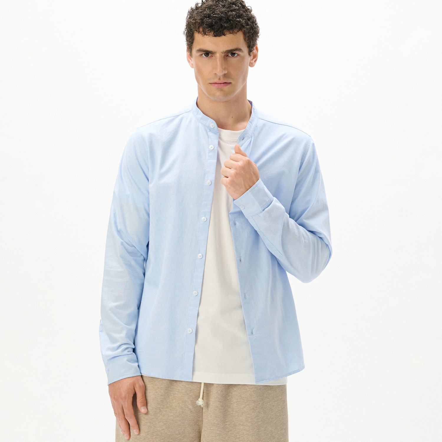 Cropp - Košulja s kineskim ovratnikom - svjetloplavo