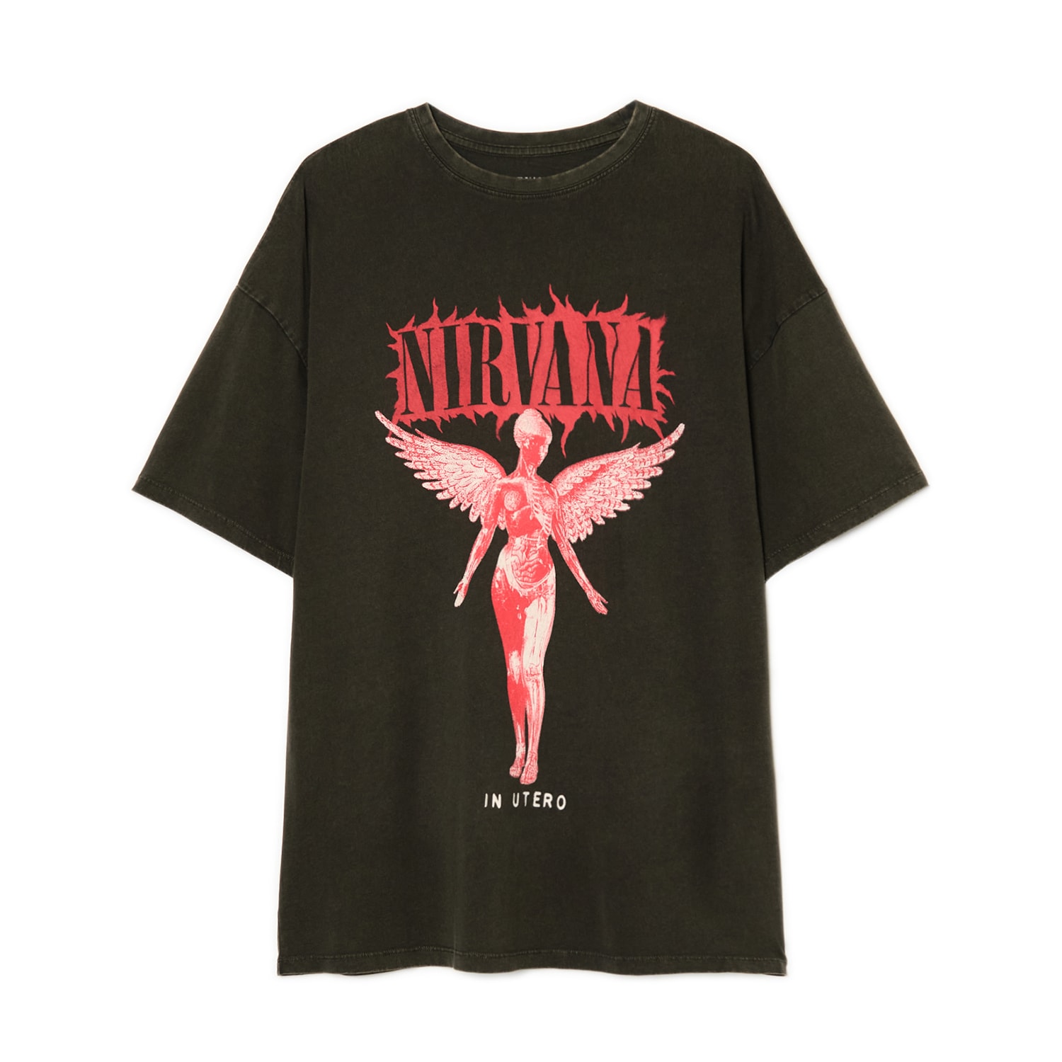 Cropp - Majica kratkih rukava s printom Nirvana - tamnosivo