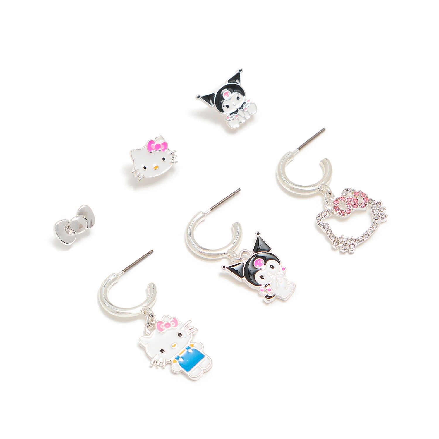 Cropp - Naušnice Kuromi & Hello Kitty - srebrna