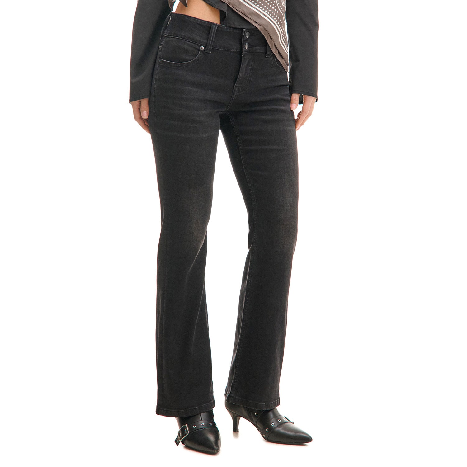 Cropp - Traperice bootcut - crno