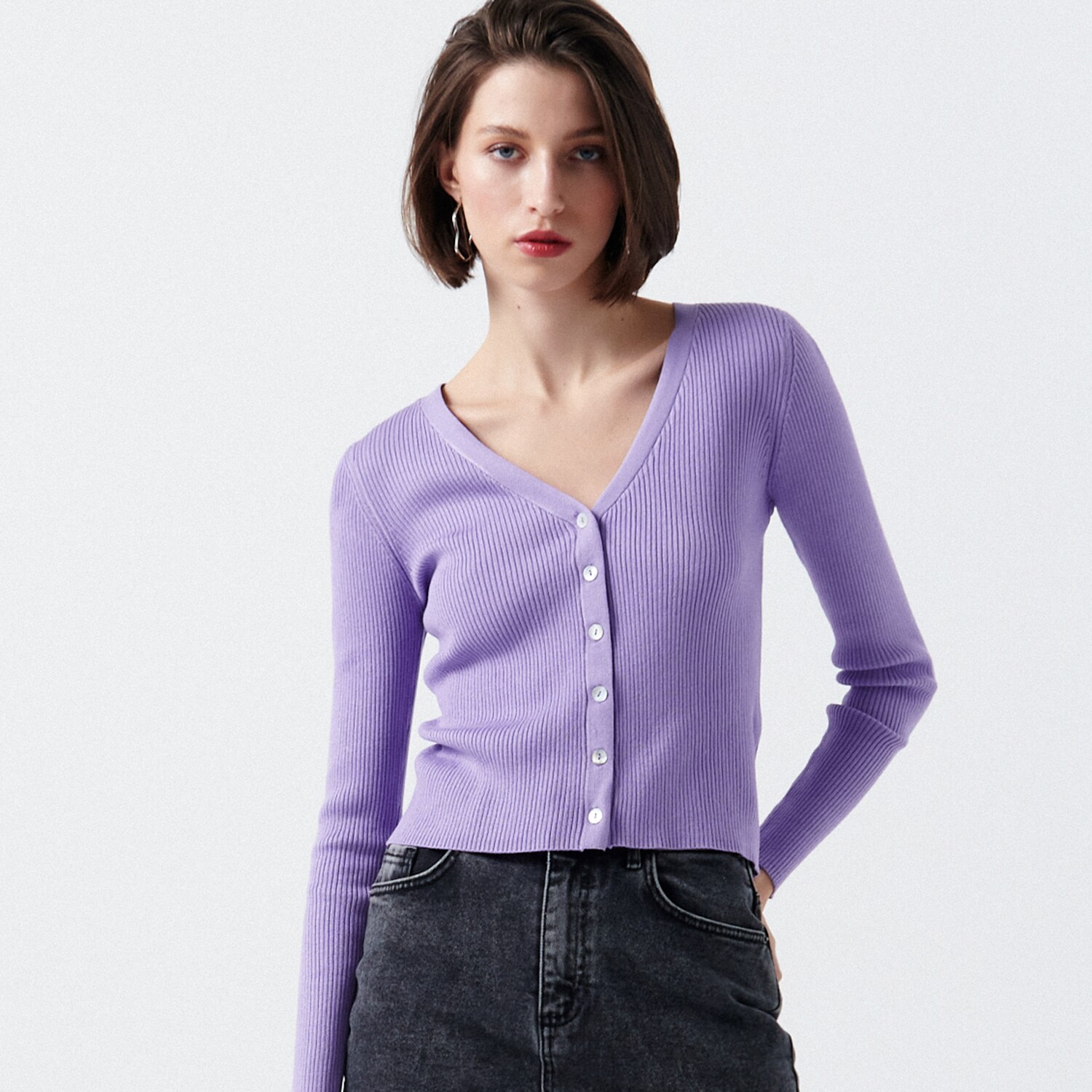 Kardigán z prúžkovaného úpletu