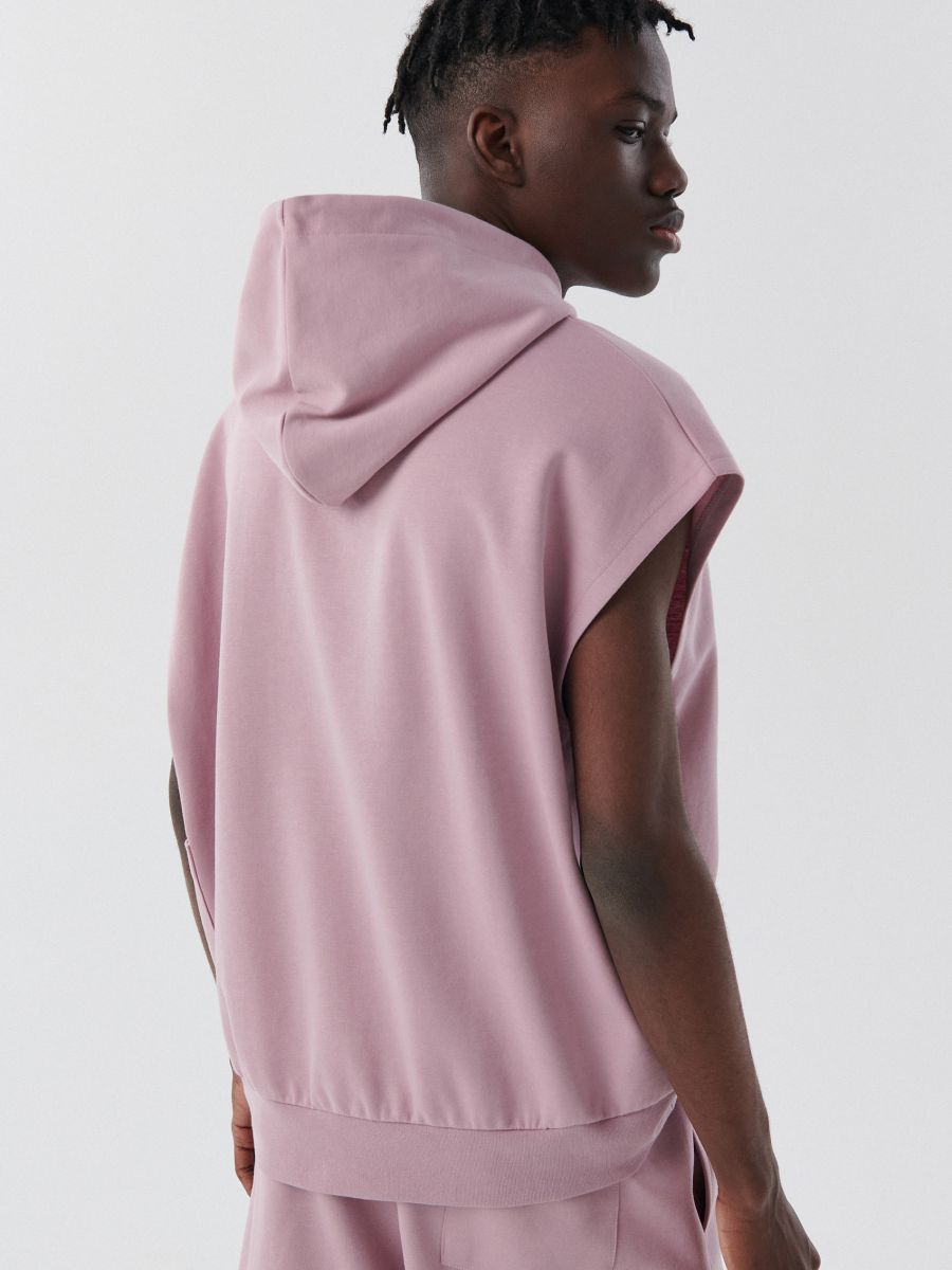 pink half sleeve hoodie