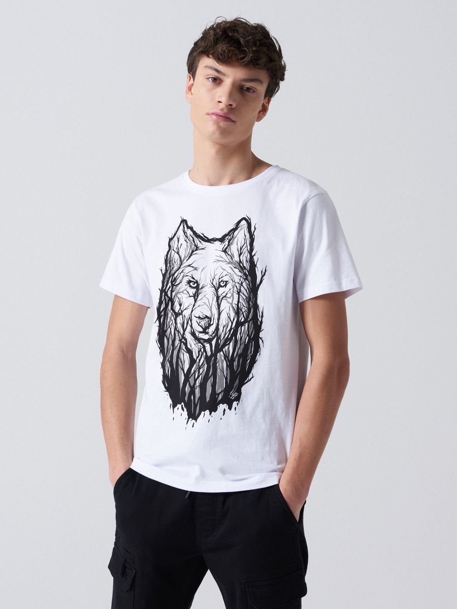 t shirt mit wolf