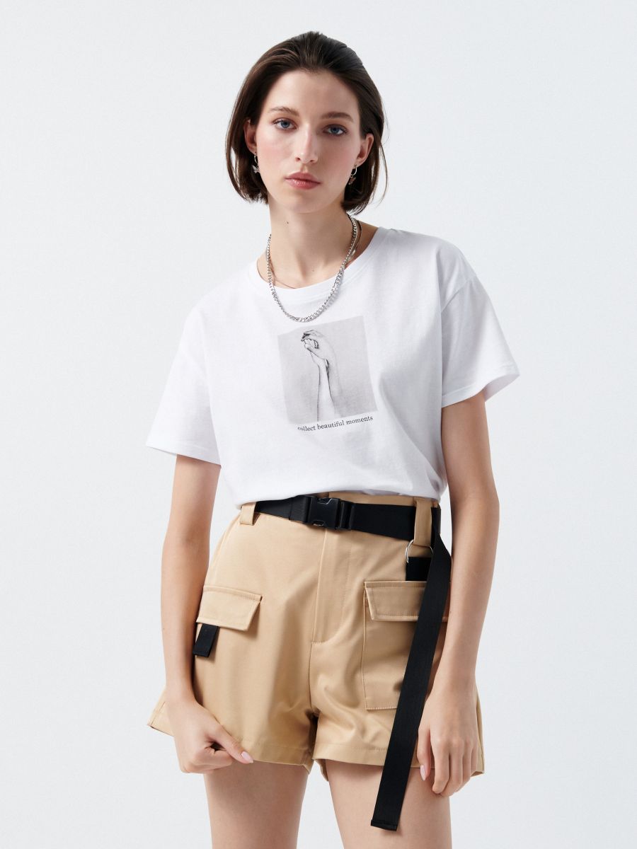 LADIES` SHORTS \u0026 BELT, CROPP, 3704E-08X