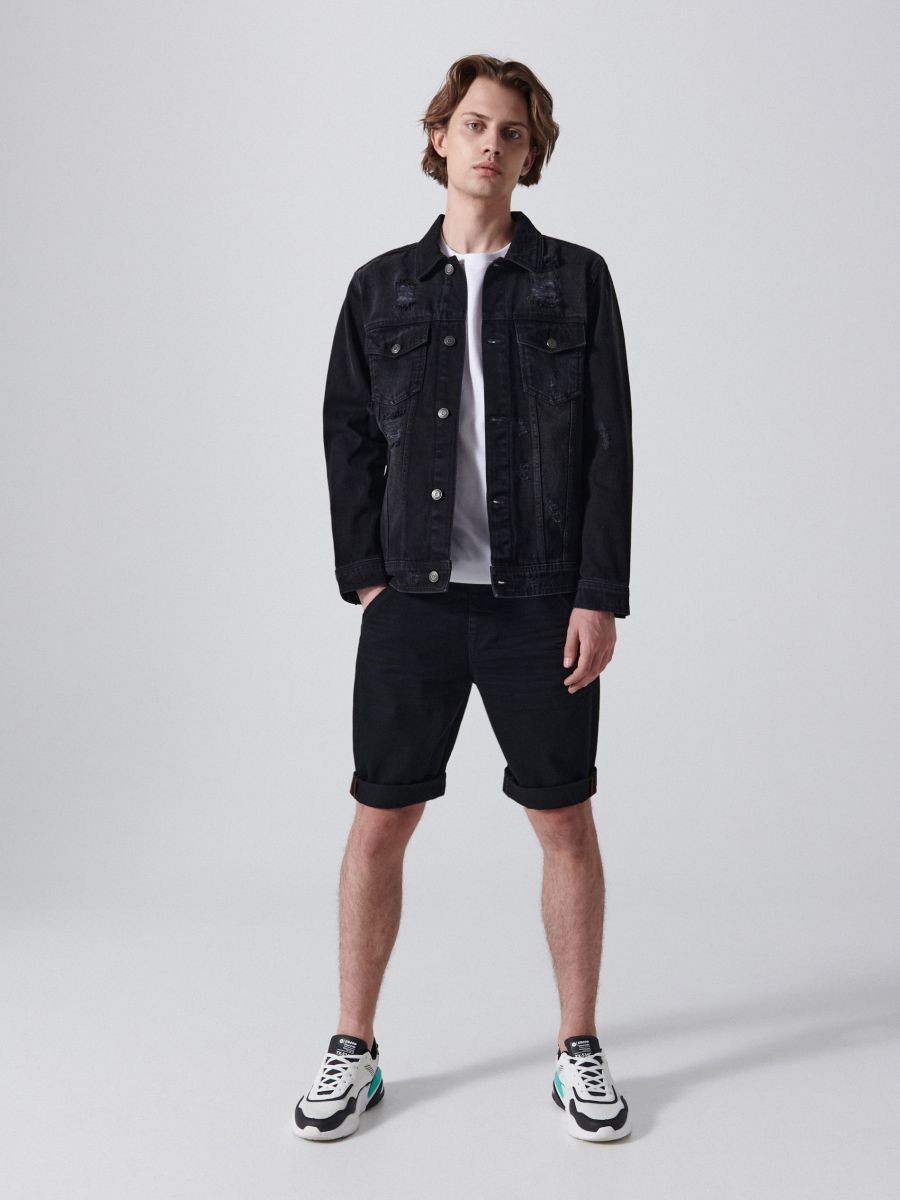 denim jacket shorts men