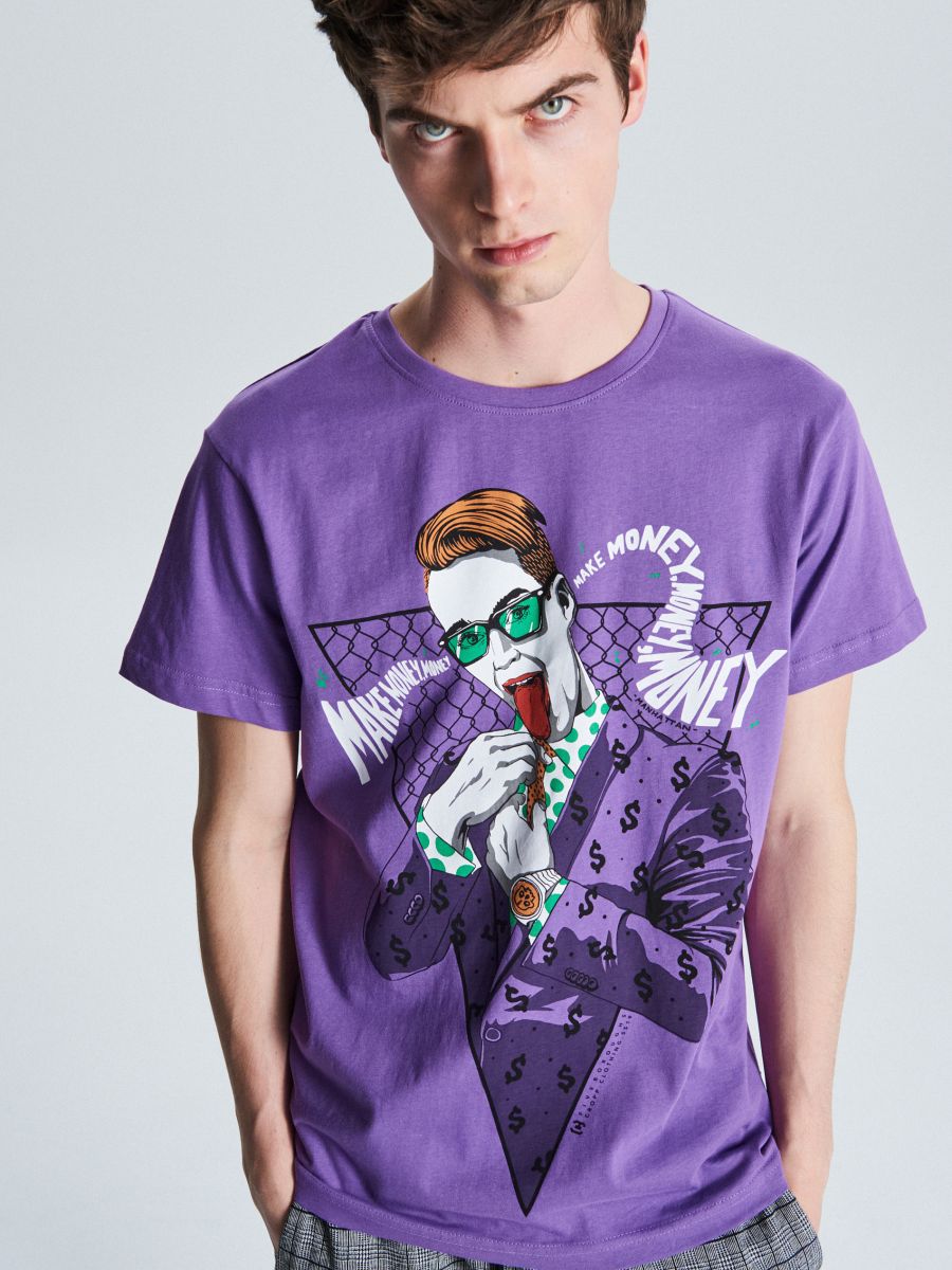 Purple Make Money T-shirt, CROPP, WC904-45X