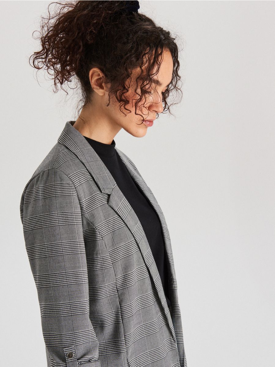 dark grey check blazer