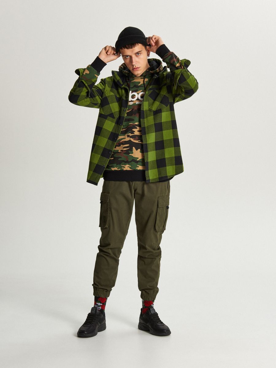 check shirt with hood