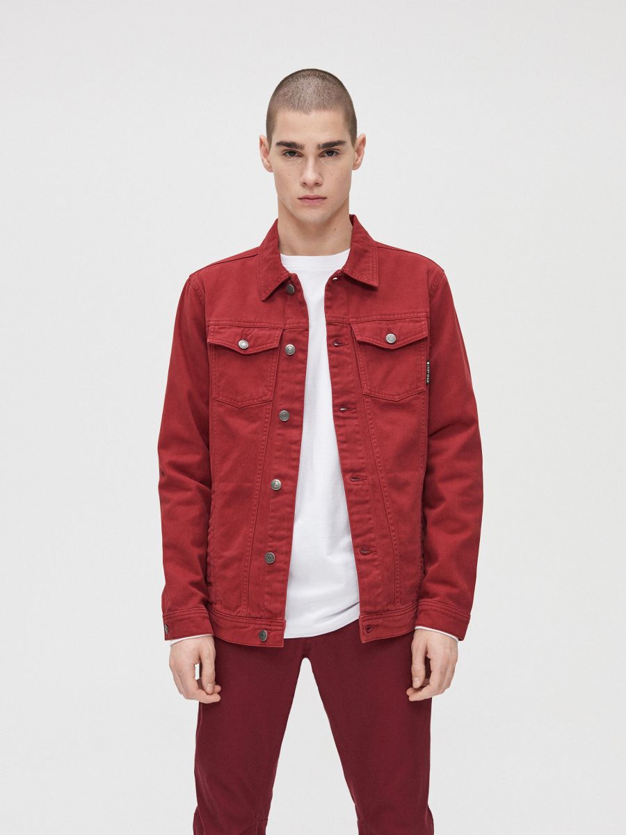 denim maroon jacket