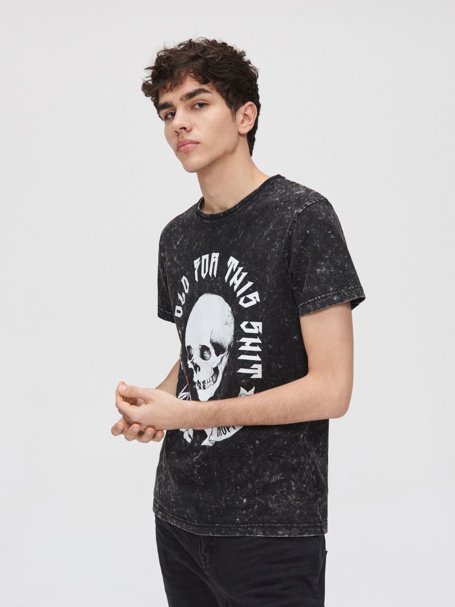 T-shirt with skull print, CROPP, XZ404-99X