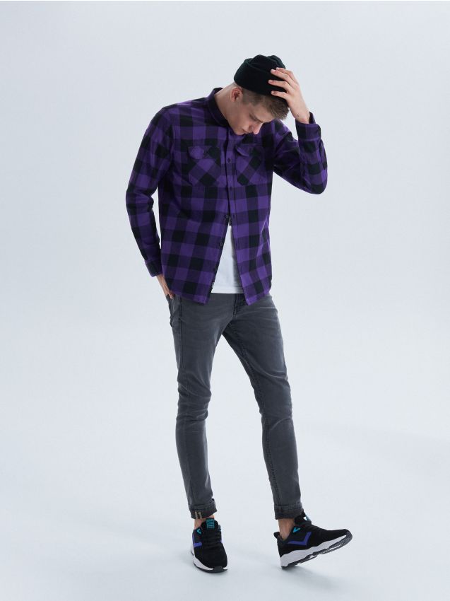 Check shirt - purple - UW628-44X - CROPP