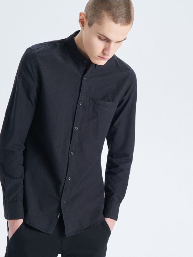 Slim cut shirt - black - UW638-99X - CROPP