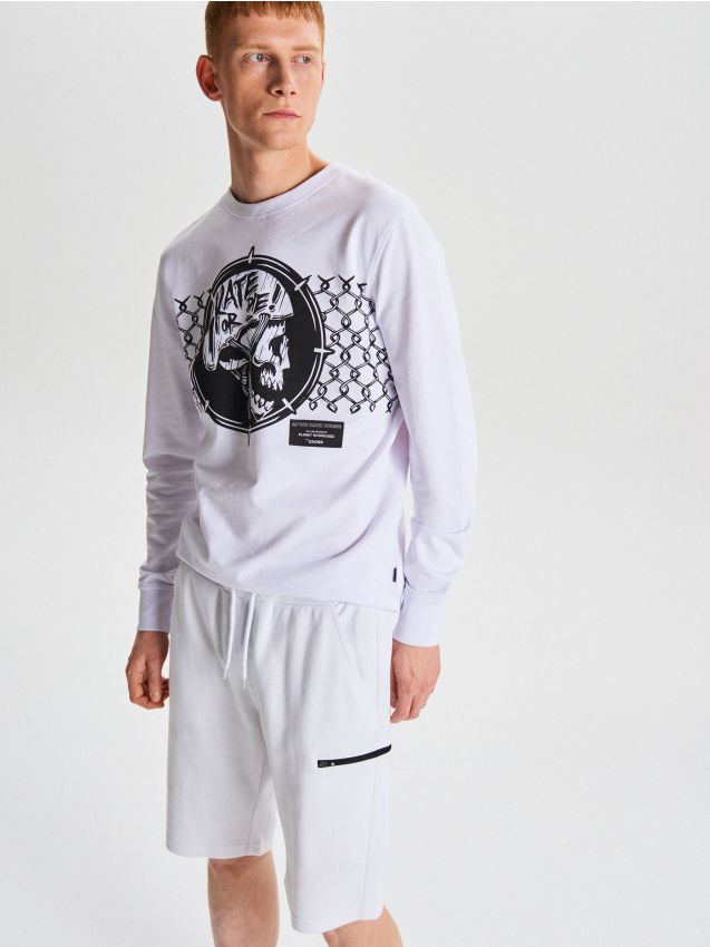 Sweat shorts with zipped pocket - white - UW707-00X - CROPP