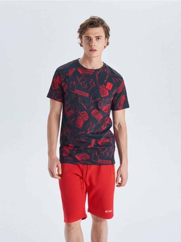 Short tracksuit bottoms - red - UW709-33X - CROPP