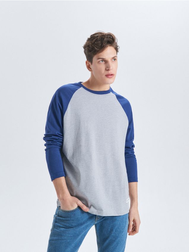 T-shirt with raglan sleeve - navy - UY335-59X - CROPP