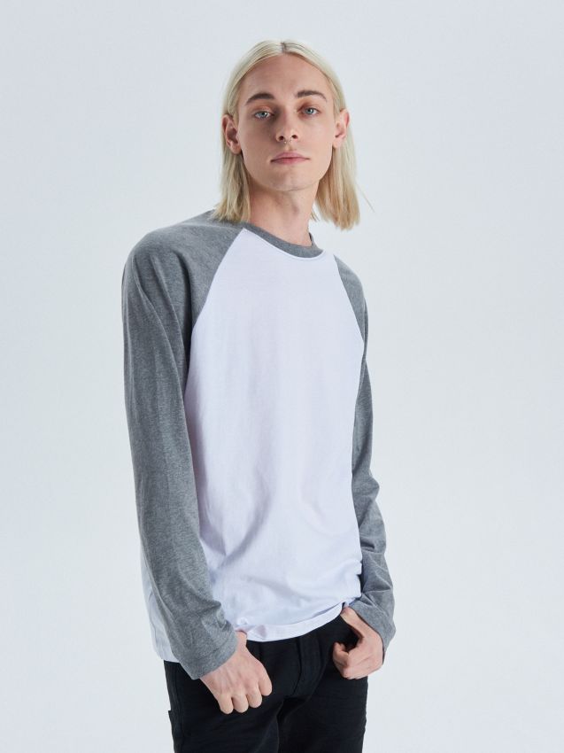 T-shirt with raglan sleeve - grey - UY335-90M - CROPP