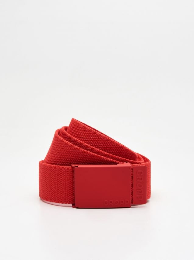 Webbing belt with metal buckle - red - UY649-33X - CROPP