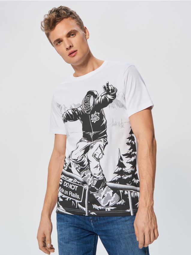 T-shirt with large print - white - VC143-00X - CROPP